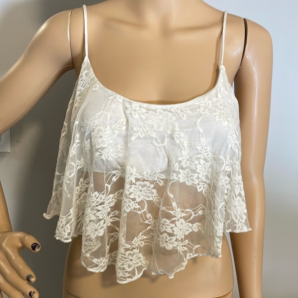 Vintage Lace Crop Top by Julia RARE !  Size Large made in USA🇺🇸